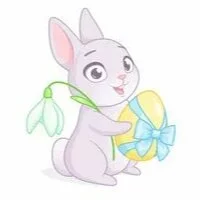 Цветной вариант раскраски подснежник и зайка