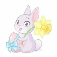 Цветной пример раскраски зайчик и нарцисс