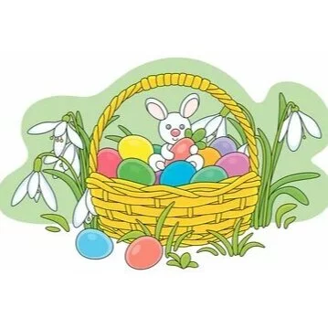 Цветной вариант раскраски корзинка пасха и подснежники