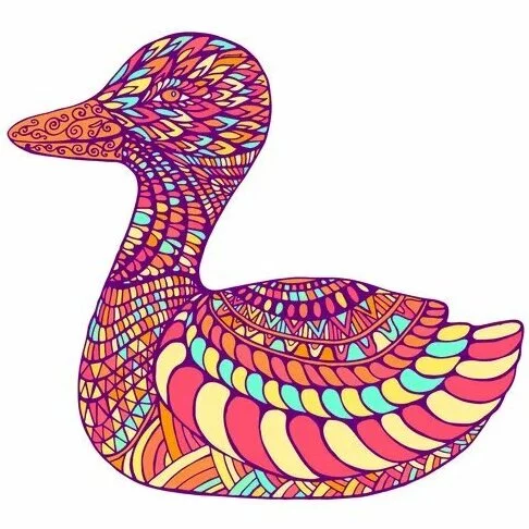 Цветной вариант раскраски утка антистресс
