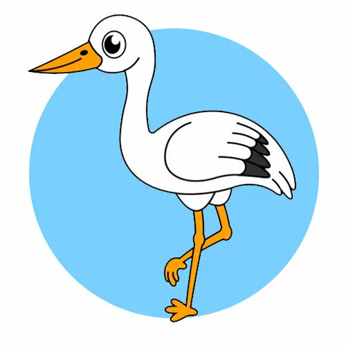 Цветной вариант раскраски обведи по линиям аист