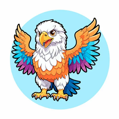 Цветной пример раскраски милая птица орел