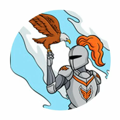 Цветной пример раскраски орел и рыцарь