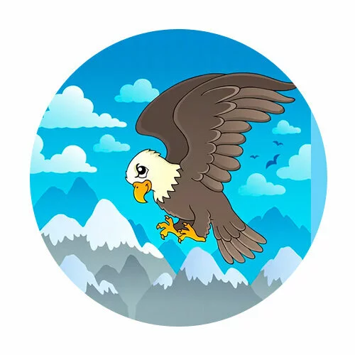 Цветной вариант раскраски орел парит в облаках