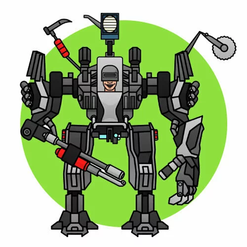 Цветной вариант раскраски upgraded welder