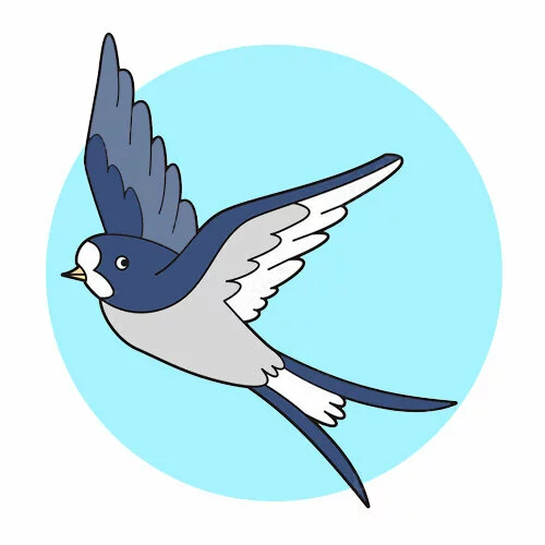 Цветной вариант раскраски ласточка крылья