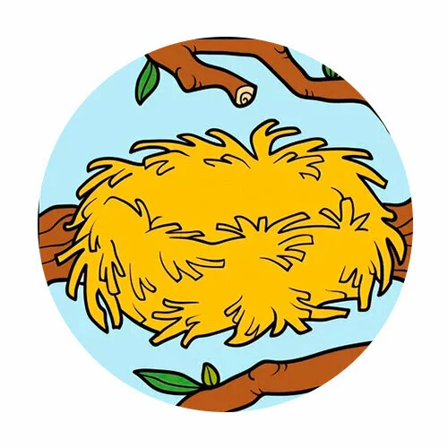 Цветной вариант раскраски пустое гнездо