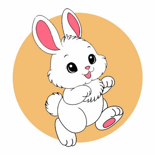 Цветной вариант раскраски супер-милый зайчишка