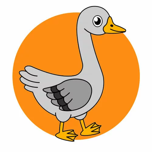 Цветной вариант раскраски обведи гуся по линии