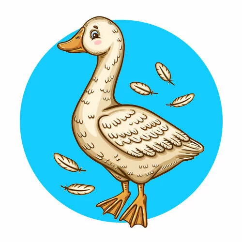 Цветной вариант раскраски гусь красивый