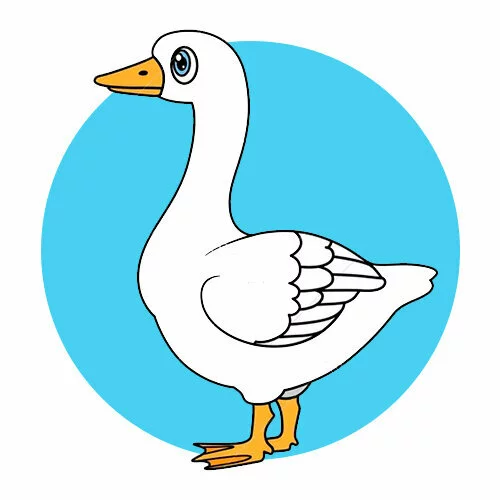 Цветной вариант раскраски гусь ждет