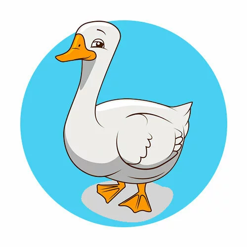 Цветной вариант раскраски гусь деловой