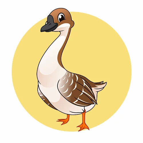 Цветной вариант раскраски гусь улыбка