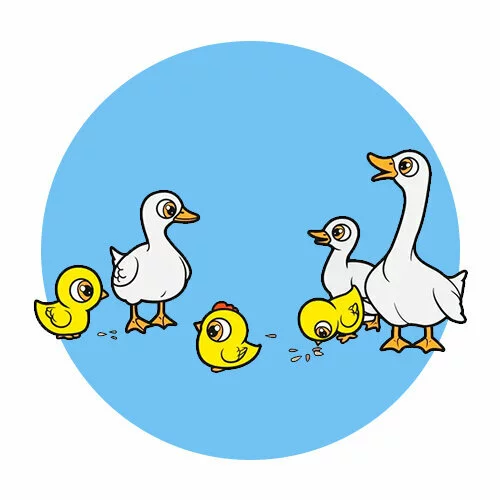 Цветной вариант раскраски две гусиных семьи