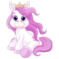 Цветной вариант раскраски очень милая пони с короной