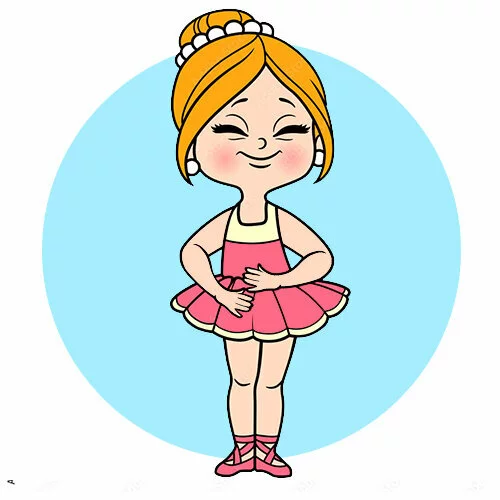 Цветной вариант раскраски красивая девочка балерина