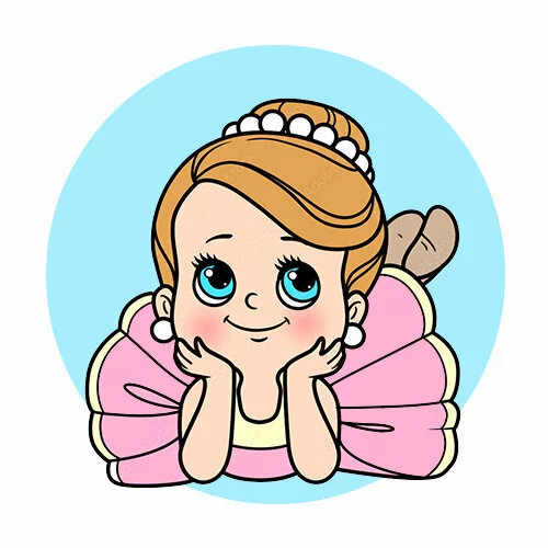 Цветной вариант раскраски балерина девочка