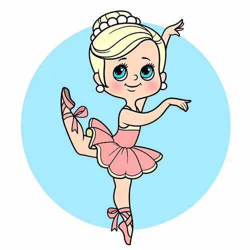 Цветной вариант раскраски балерина балет