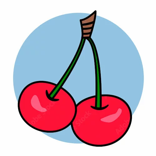 Цветной вариант раскраски вишенка или черешня