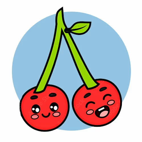 Цветной вариант раскраски каваи черешня