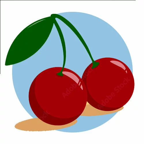 Цветной вариант раскраски простой рисунок вишни