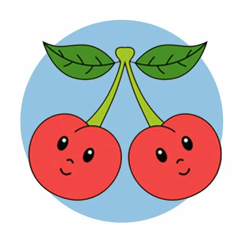 Цветной вариант раскраски каваи черешня вишня