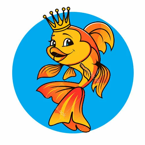 Цветной вариант раскраски милая золотая рыбка