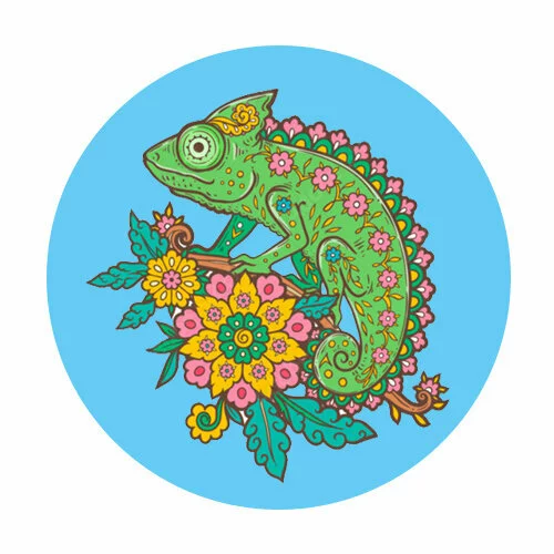 Цветной вариант раскраски хамелеон арт антистресс