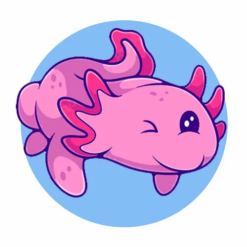 Цветной вариант раскраски аксолотль подмигивает