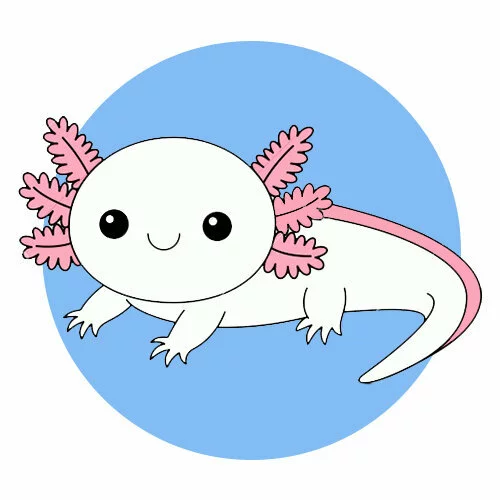 Цветной вариант раскраски аксолотль малыш