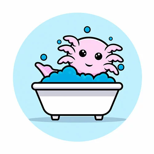 Цветной вариант раскраски аксолотль в ванне