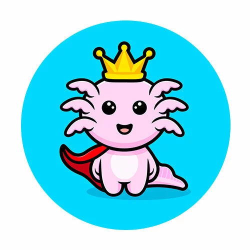 Цветной вариант раскраски аксолотль король