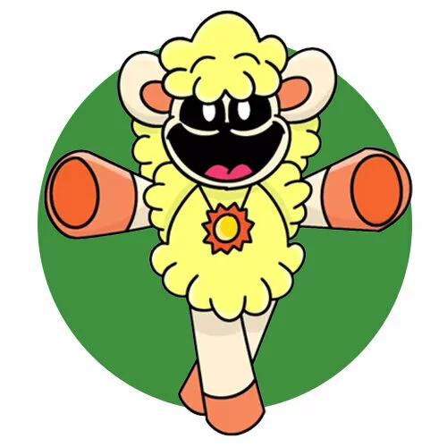 Цветной вариант раскраски улыбающиеся твари luminous lamby