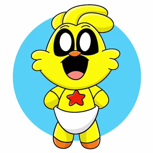 Цветной вариант раскраски улыбающиеся твари kickin chicken