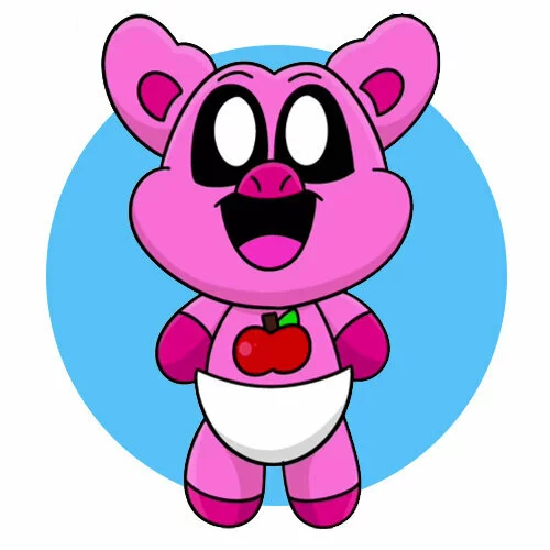 Цветной вариант раскраски улыбающиеся твари малыш picky piggy