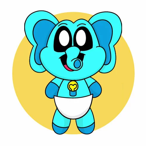 Цветной вариант раскраски улыбающиеся твари малыш bubba bubbaphant