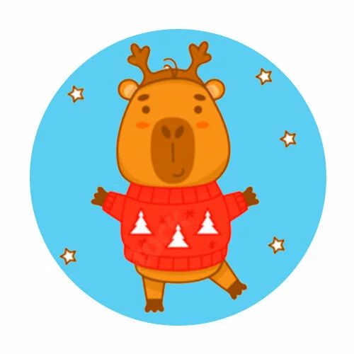 Цветной вариант раскраски капибара в свитере