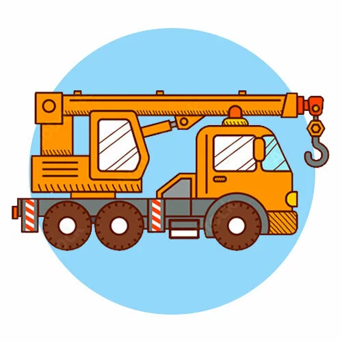 Цветной вариант раскраски машина автокран