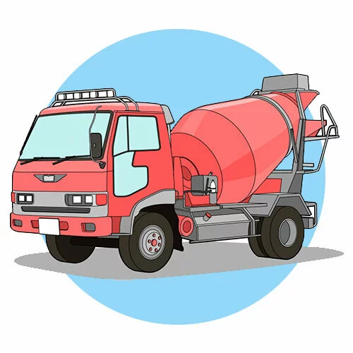 Цветной вариант раскраски бетономешалка машина
