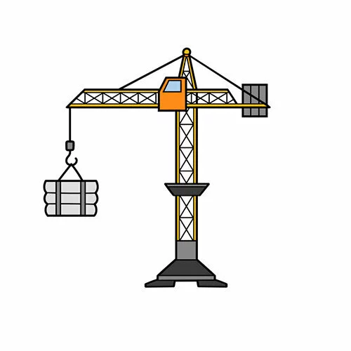 Цветной вариант раскраски подъемный кран и груз