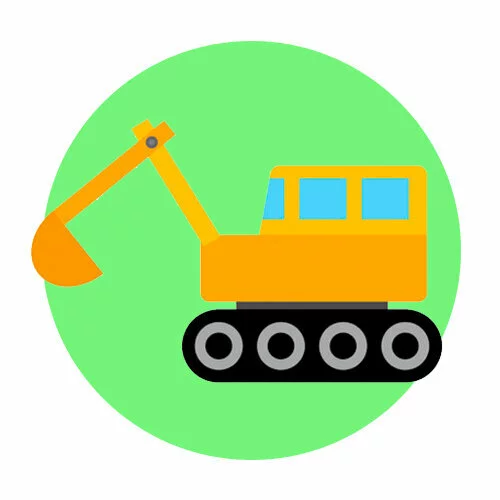 Цветной вариант раскраски экскаватор странный