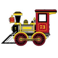 Цветной вариант раскраски поезд вид сбоку