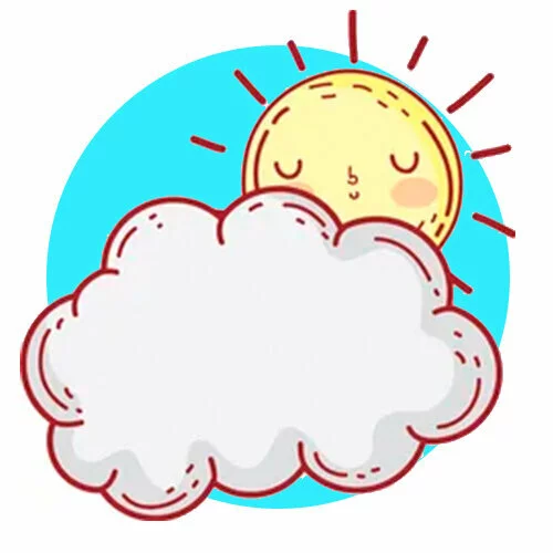 Цветной вариант раскраски солнышко и облачко