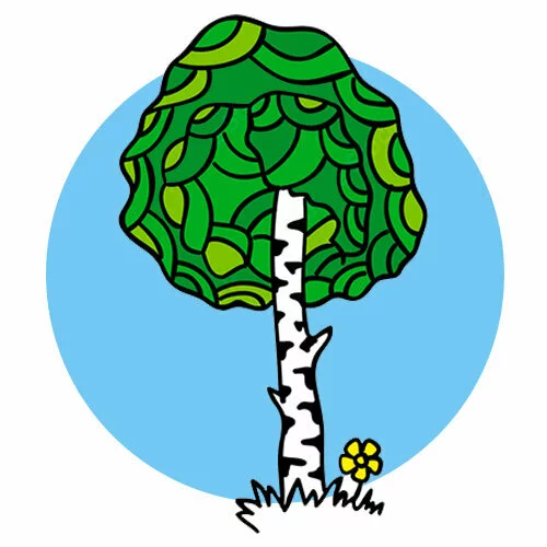 Цветной вариант раскраски береза антистресс