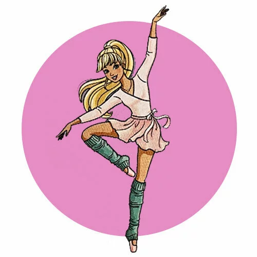 Цветной вариант раскраски балерина барби