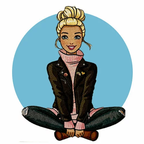 Цветной вариант раскраски барби в свитере