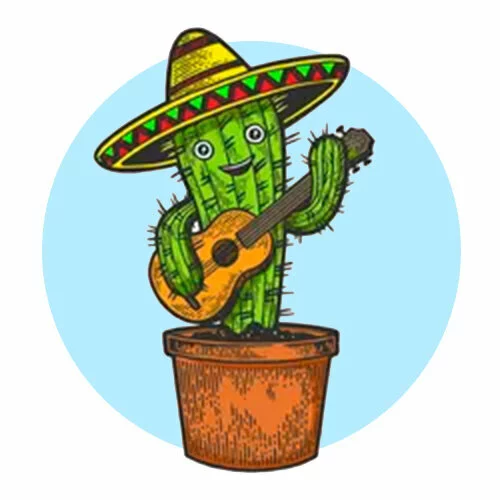 Цветной вариант раскраски кактус мексиканский