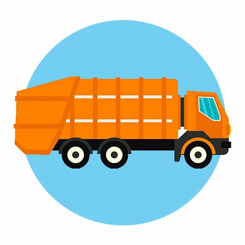 Цветной вариант раскраски мусоровоз самосвал