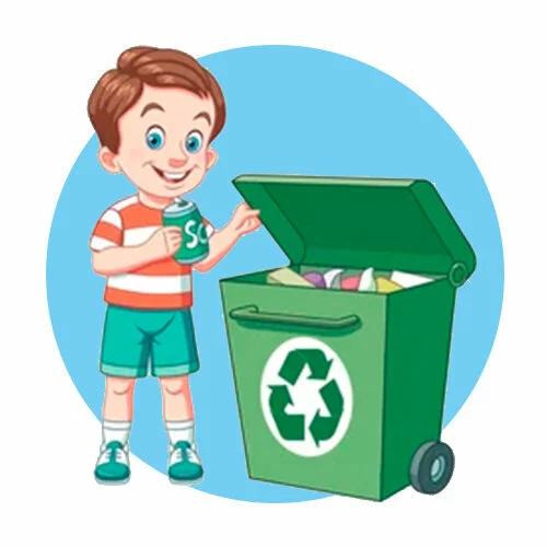 Цветной вариант раскраски мусор нужно выкидывать в бак