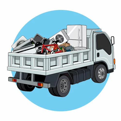 Цветной вариант раскраски мусоровоз забит